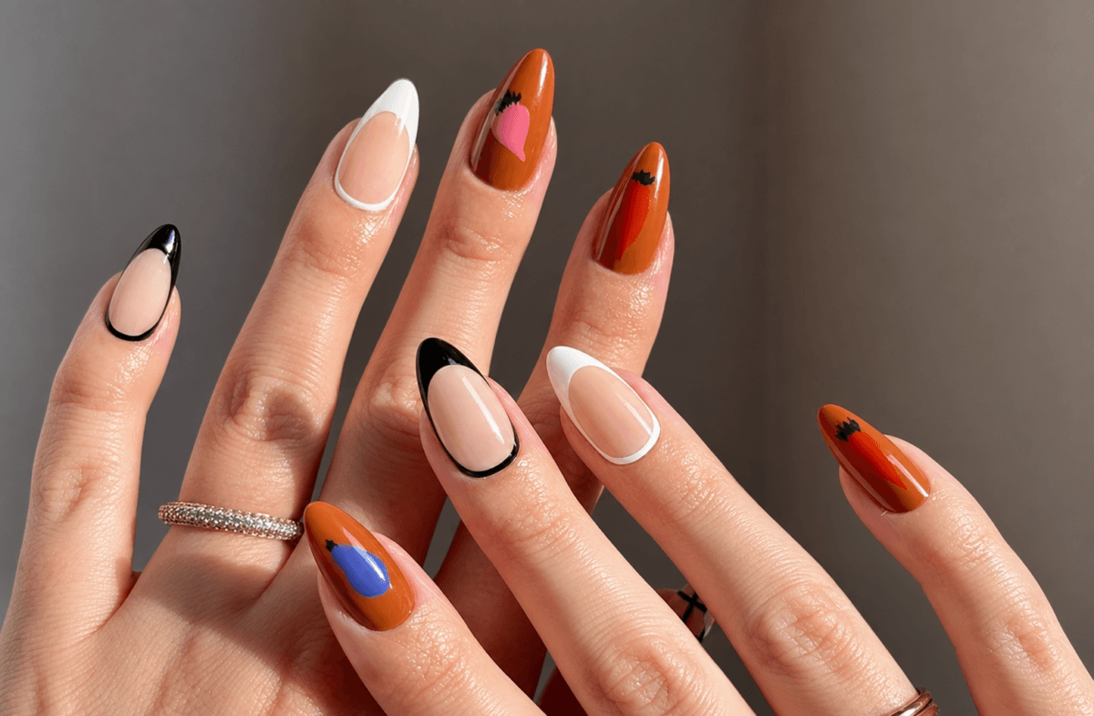 Manicura colorida contorno