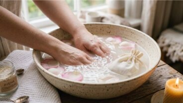 Mãos cansadas no final do dia: 4 ingredientes para um banho morno, aromático e reconfortante