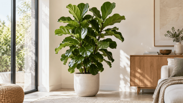 Ficus lyrata com folhas caídas ou marrons: 7 mudanças simples para deixá-lo ereto e verde