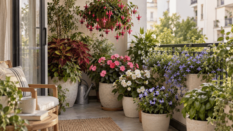 7 flores que crescem com pouca luz e enchem de cor uma varanda voltada para o norte