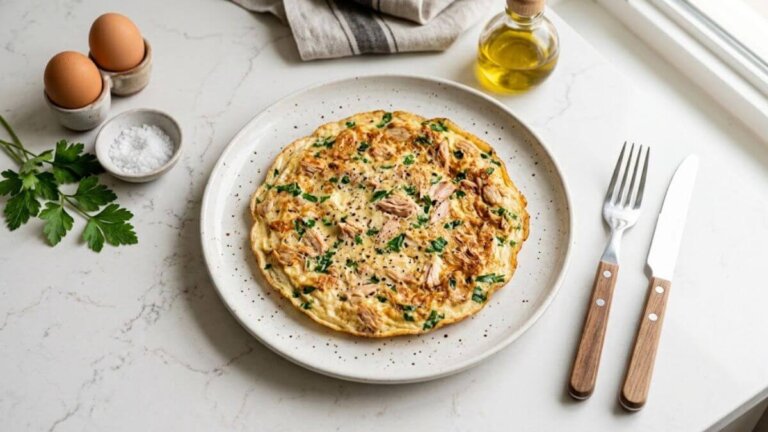 Jantar rico em proteínas com uma lata de atum e 2 ovos, pronto em poucos minutos
